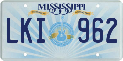 MS license plate LKI962