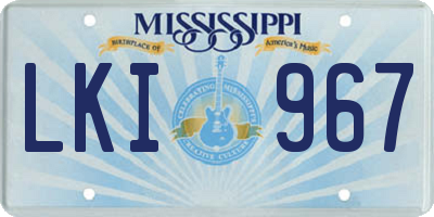 MS license plate LKI967