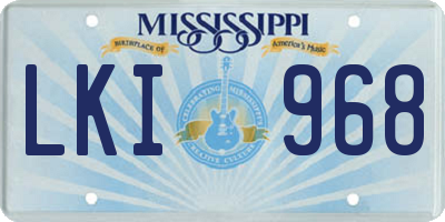 MS license plate LKI968
