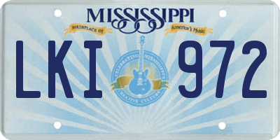 MS license plate LKI972