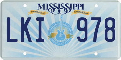 MS license plate LKI978