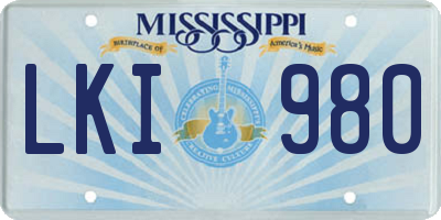 MS license plate LKI980