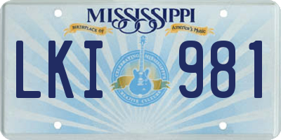 MS license plate LKI981