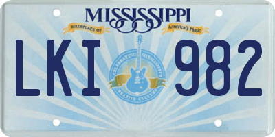 MS license plate LKI982