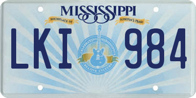 MS license plate LKI984