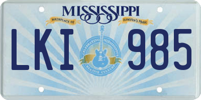 MS license plate LKI985