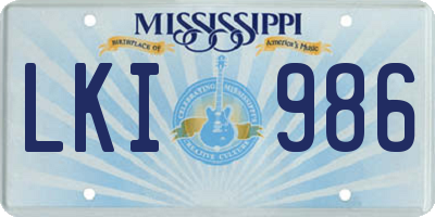 MS license plate LKI986