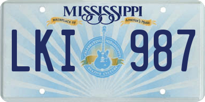 MS license plate LKI987