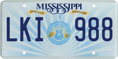 MS license plate LKI988