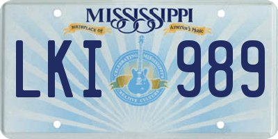 MS license plate LKI989