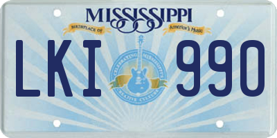 MS license plate LKI990