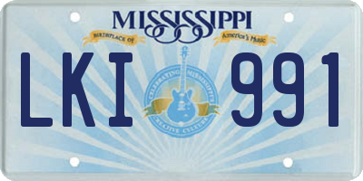MS license plate LKI991