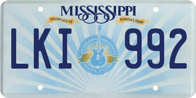MS license plate LKI992