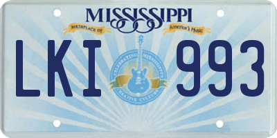 MS license plate LKI993