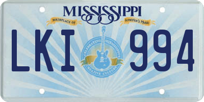 MS license plate LKI994