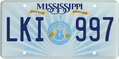 MS license plate LKI997