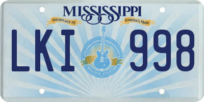 MS license plate LKI998