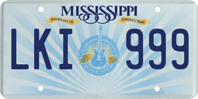 MS license plate LKI999