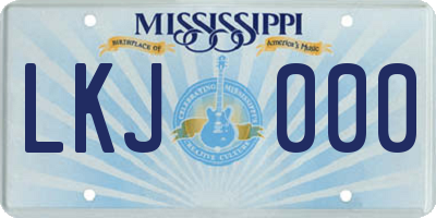 MS license plate LKJ000