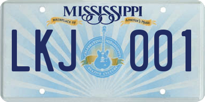 MS license plate LKJ001