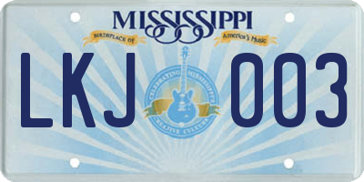 MS license plate LKJ003