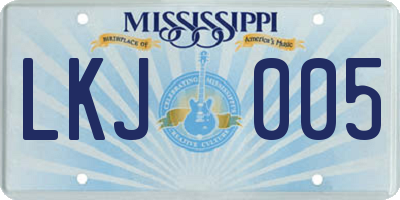 MS license plate LKJ005