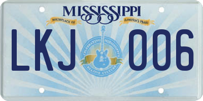 MS license plate LKJ006
