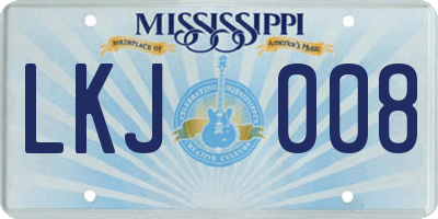 MS license plate LKJ008