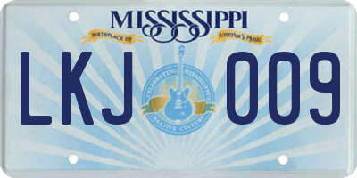 MS license plate LKJ009