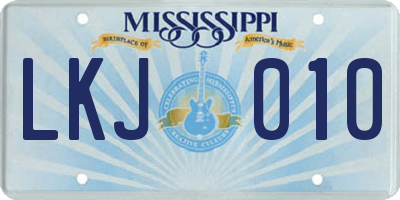 MS license plate LKJ010