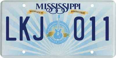 MS license plate LKJ011