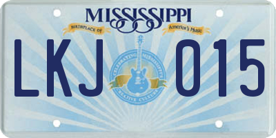 MS license plate LKJ015