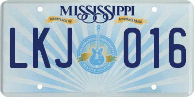 MS license plate LKJ016