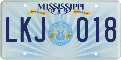 MS license plate LKJ018