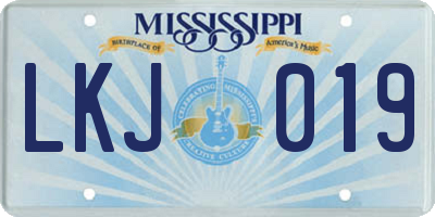 MS license plate LKJ019