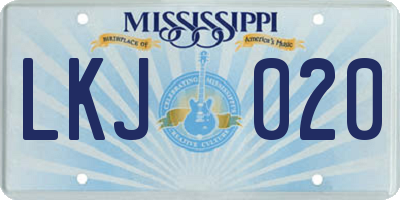 MS license plate LKJ020