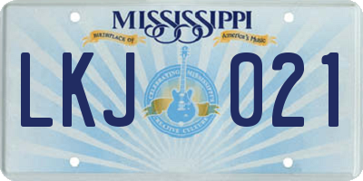 MS license plate LKJ021