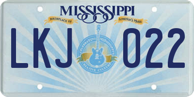 MS license plate LKJ022