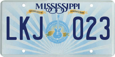 MS license plate LKJ023