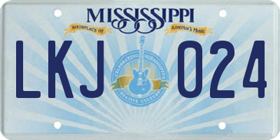 MS license plate LKJ024