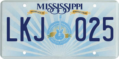 MS license plate LKJ025