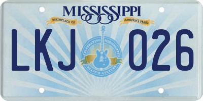 MS license plate LKJ026