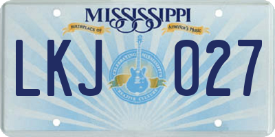 MS license plate LKJ027