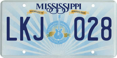 MS license plate LKJ028