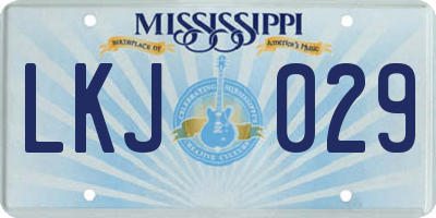 MS license plate LKJ029