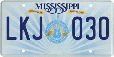 MS license plate LKJ030