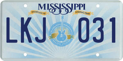 MS license plate LKJ031