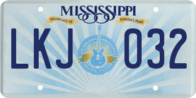 MS license plate LKJ032