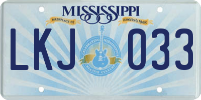 MS license plate LKJ033
