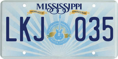 MS license plate LKJ035